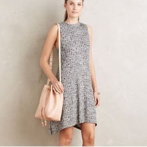 Anthropologie Maeve Emerson Swing Dress Small Ribbed Sleeve less Rayon Gray